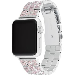 【COACH】Apple Watch 錶帶 38/40/41mm 適用 漸層櫻花粉色水晶 不鏽鋼錶帶(不含手錶)