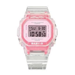 【CASIO 卡西歐】夏季繽紛果凍透明電子腕錶 37.9mm 粉色(BGD-565SJ-7)