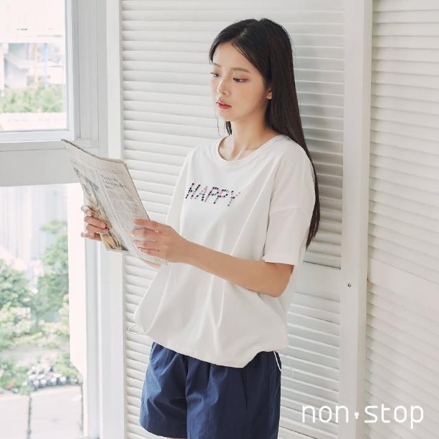 【non-stop】輕甜跳色抽繩T恤-1色
