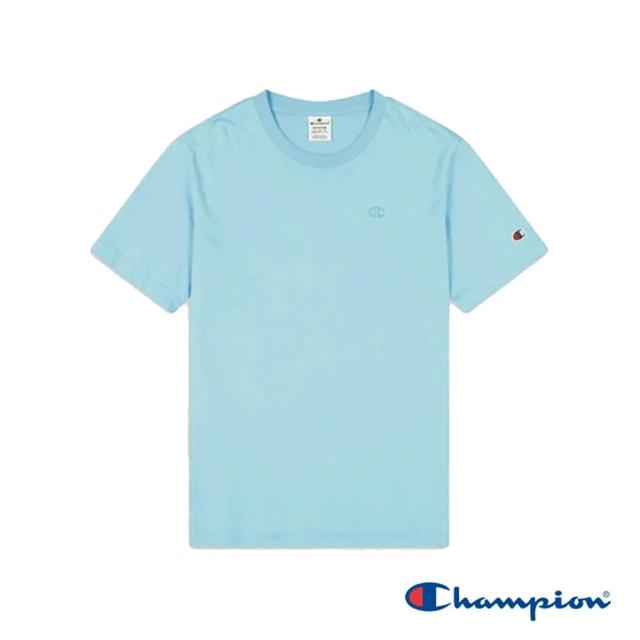 【Champion】官方直營-純棉刺繡LOGO短袖T恤-男(淺藍色)