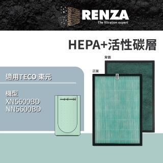 【RENZA】適用 TECO 東元 XN5600BD NN5600BD 空氣清淨機(HEPA濾網+活性碳濾網 濾芯 濾心)
