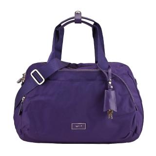 【agnes b.】金屬框邊雙層旅行袋-附斜背帶(小紫/展示品)