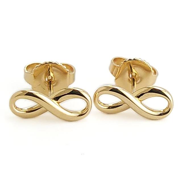 【Tiffany&Co. 蒂芙尼】18K玫瑰金-Infinity無限造型墜飾針式耳環