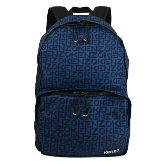【KENZO】品牌英文LOGO印花厚尼龍前口袋旅用包後背包(深藍)