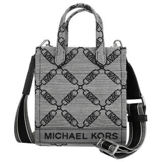 【Michael Kors】GIGI 經典新版LOGO緹花布紙袋造型托特包兩用包(黑)
