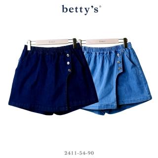 【betty’s 貝蒂思】腰鬆緊不對稱排釦牛仔褲裙(共二色)