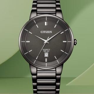【CITIZEN 星辰】官方授權 簡約黑鋼手錶 40mm(BI5127-51H 禮物推薦)
