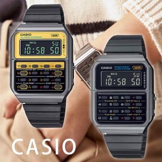 【CASIO 卡西歐】CA-500WEGG 復古70年代經典 流線型 第二時間 計時碼錶 八位數計算機 懷舊 數位錶 手錶