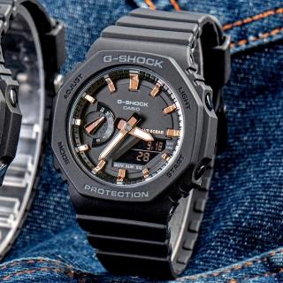 【CASIO 卡西歐】G-SHOCK 八角錶殼耐衝擊運動雙顯腕錶/黑(GMA-S2100-1A)