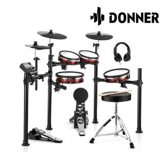 【Donner】超乎想像的震撼 雙層網狀電子鼓組 含全配件／DED-200MAX(EC6782 爵士鼓 電子鼓 鼓組 鼓椅 耳機)