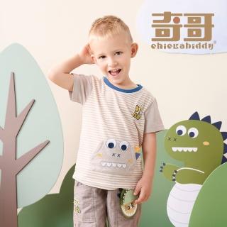 【奇哥】Chic a Bon 男童裝 探險龍橫紋T恤/上衣(1-6歲)