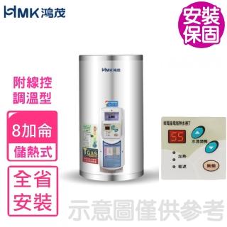 【HMK 鴻茂】8加侖調溫型附線控直立式儲熱式電熱水器(EH-0801TS-TB基本安裝)