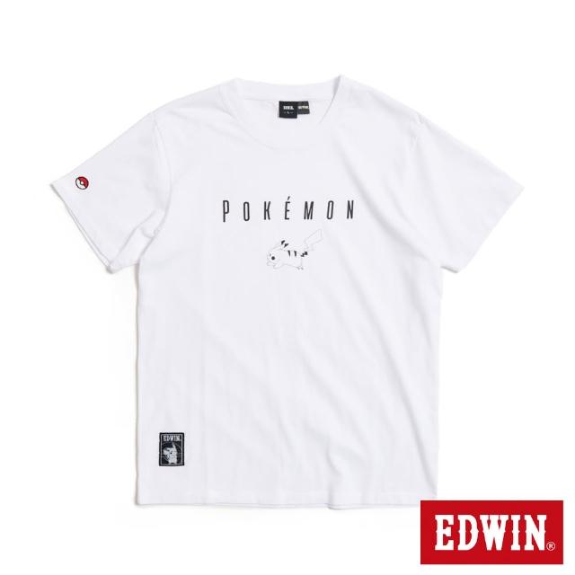 【EDWIN】男裝 衝刺皮卡丘短袖T恤(白色)