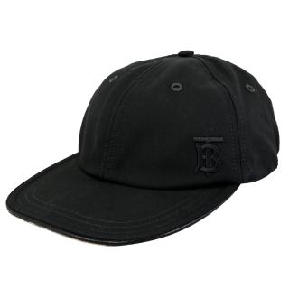 【BURBERRY 巴寶莉】簡約電繡TB LOGO棉質個性時尚棒球帽遮陽帽(黑)