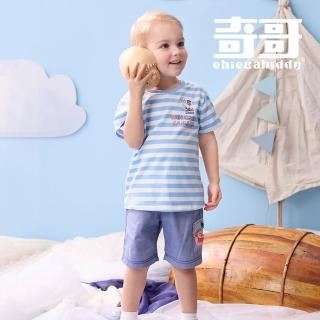 【奇哥】Chic a Bon 男童裝 海洋守護隊藍白橫紋T恤/上衣(1-6歲)