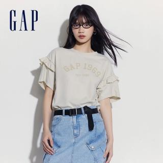【GAP】女裝 Logo純棉印花圓領短袖T恤-米色(541730)