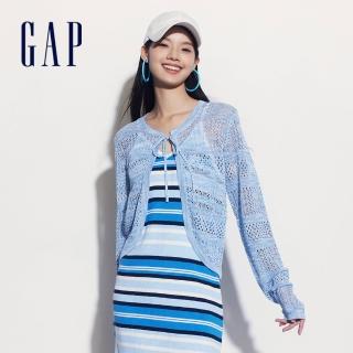 【GAP】女裝 圓領針織外套-藍色(465698)