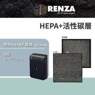 【RENZA】適用 Sharp 夏普 IG-HCF15-B 車用除菌離子空氣清淨機(HEPA濾網+活性碳濾網 濾芯)