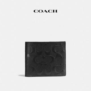 【COACH蔻馳官方直營】經典Logo皮革三合一錢包-黑色(75371)
