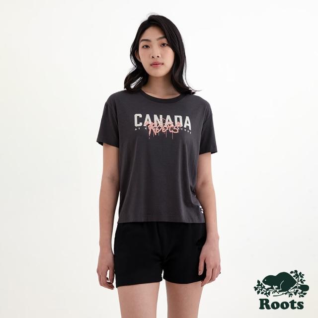 【Roots】Roots 女裝- ROOTS GRAFFITI短袖T恤(深灰色)
