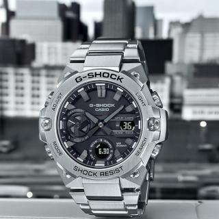 【CASIO 卡西歐】G-SHOCK 太陽能錶 碳纖維核心防護 藍牙錶 手錶 指針錶(GST-B400D-1A)