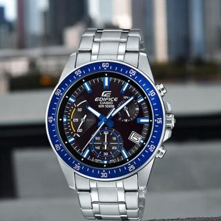 【CASIO 卡西歐】EDIFICE 競速錶 手錶 男錶 腕錶 指針錶 禮物(EFV-540D-1A2_藍色)
