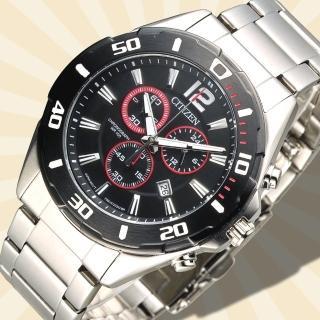 【CITIZEN 星辰】手錶 極酷先鋒碼錶計時男錶-IP黑框/AN7110-56F(保固二年)