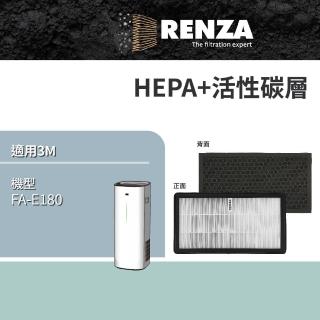 【RENZA】適用 3M FA-E180 倍淨呼吸空氣清淨機(HEPA+活性碳 濾網 濾芯 濾心)