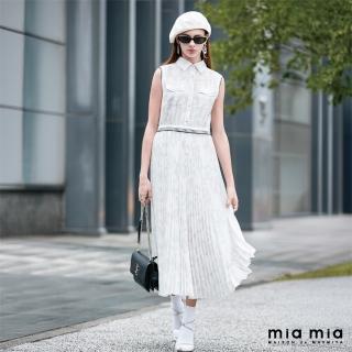 【mia mia】字母滿版百褶長洋裝