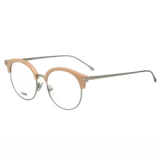 【FENDI 芬迪】-復古眉框圓框 光學眼鏡FF0165(粉膚色)