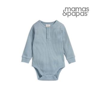 【Mamas & Papas】寧靜波紋-長袖包屁衣-灰藍(4種尺寸可選)