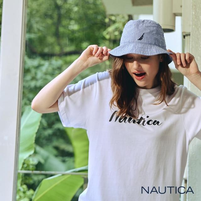 【NAUTICA】女裝 簡約品牌LOGO印花短袖T恤(白色)
