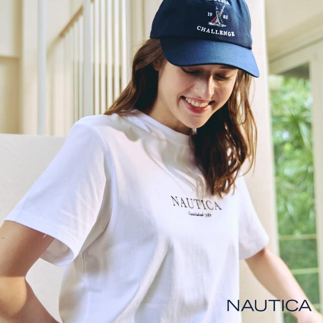 【NAUTICA】女裝 經典品牌LOGO刺繡短袖T恤(白色)
