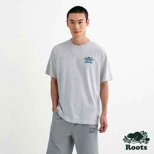【Roots】Roots 男女共款- BEAVER CANOE RE-ISSUE 短袖T恤(白麻灰)