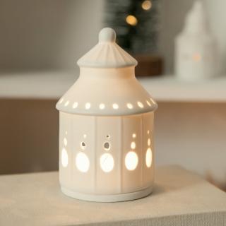 【YU Living 信歐傢居】日本進口 白瓷童話城堡燭台(白色/ 小夜燈 桌上擺飾)