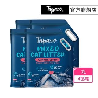 【TAPAZO 特百滋】氣味管理混合貓砂-盛夏花園 7Lx4包(豆腐砂 礦砂 專利抑臭 寵物友善香氛)