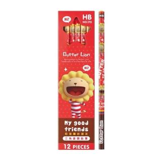 【SIMBALION 雄獅文具】NO.170HB 奶油獅好朋友三角鉛筆(2盒1包)