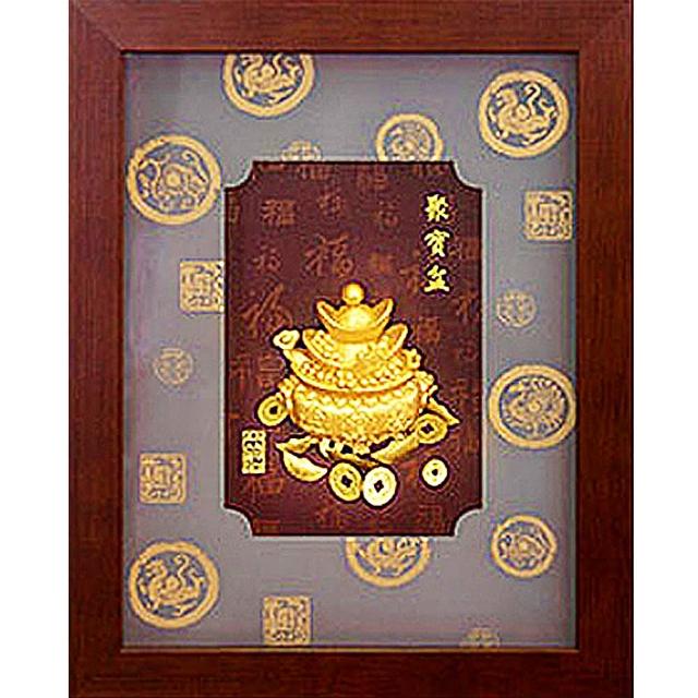 開運陶源】999純金金箔畫(聚寶盆/馬到成功﹍2款可選) - momo購物