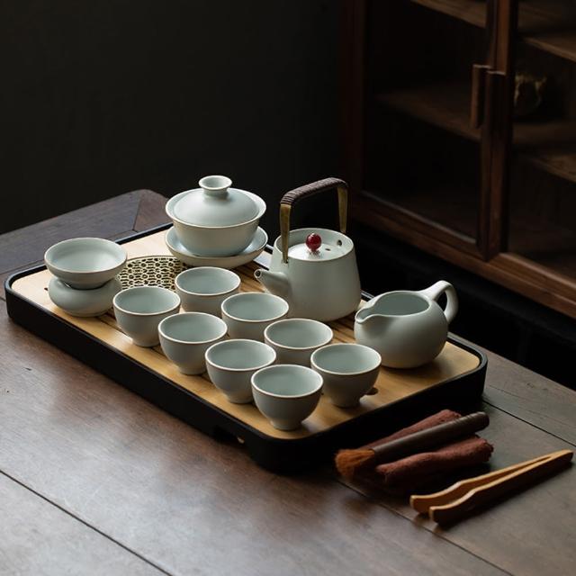 Amazon.com | 天青汝窑盖碗功夫茶具Kung fu tea set 家用陶瓷开