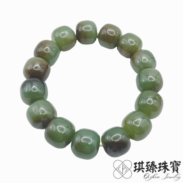 琪臻珠寶】天然和田玉且末料老型珠手珠(14mm_老型珠手鍊_新疆且