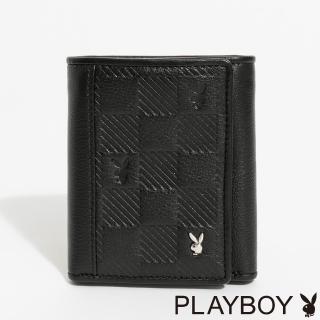 【PLAYBOY】三折短夾 Checkerboard系列(黑色)-momo購物網 - 好評推薦 - 2026年5月