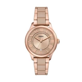 【FOSSIL】Gilmore玫瑰金陶瓷三針手錶-摩卡*玫瑰金(CE1133)-momo購物網 - 好評推薦 - 2026年4月