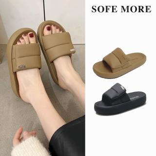 【SOFE MORE】一字拖鞋 厚底拖鞋 魔鬼粘 防滑拖鞋 素面拖鞋 拖鞋女 涼拖鞋(魔鬼氈拖鞋)-momo購物網 - 好評推薦 - 2026年4月