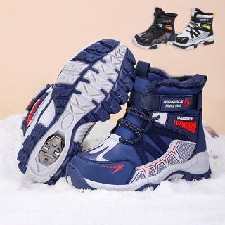 【橘魔法】動感織帶厚雪地扣雪靴(防水 雪靴 冰爪 靴子 童鞋 雪鞋 雪地靴 雪地鞋 防滑 兒童 男童 大童)