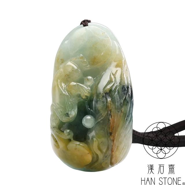 漢石齋】天然翡翠A貨三足金蟾玉珮手把件冰糯種飄花帶黃翡(36*67*31mm