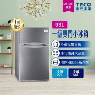 【TECO 東元】家電快配★93公升 一級能效右開雙門小冰箱(R1090S)