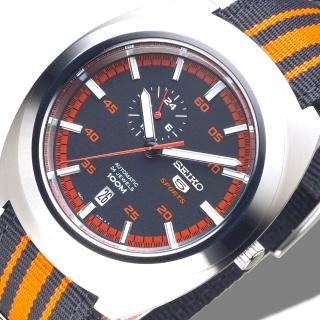 【SEIKO 精工】迷彩運動風5號24石自動機械錶-黑*橘紅/SSA287K1(保固二年)